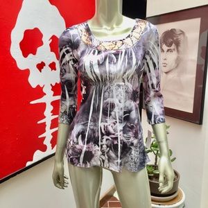 Style & Co beautiful trendy fitted sequin top PS